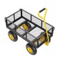 VEVOR 500 Lbs Steel Garden Cart, Heavy Duty Garden Wagon Cart pullable on Wheels, Metal Yard Utility Wagon Cart με 10" ελαστικά παντός εδάφους, Mesh αφαιρούμενα πλαϊνά και περιστρεφόμενη λαβή 180°