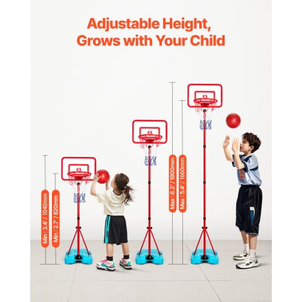 VEVOR Kids Basketball Hoop Height Adjustable Portable Basketball Court for Kids