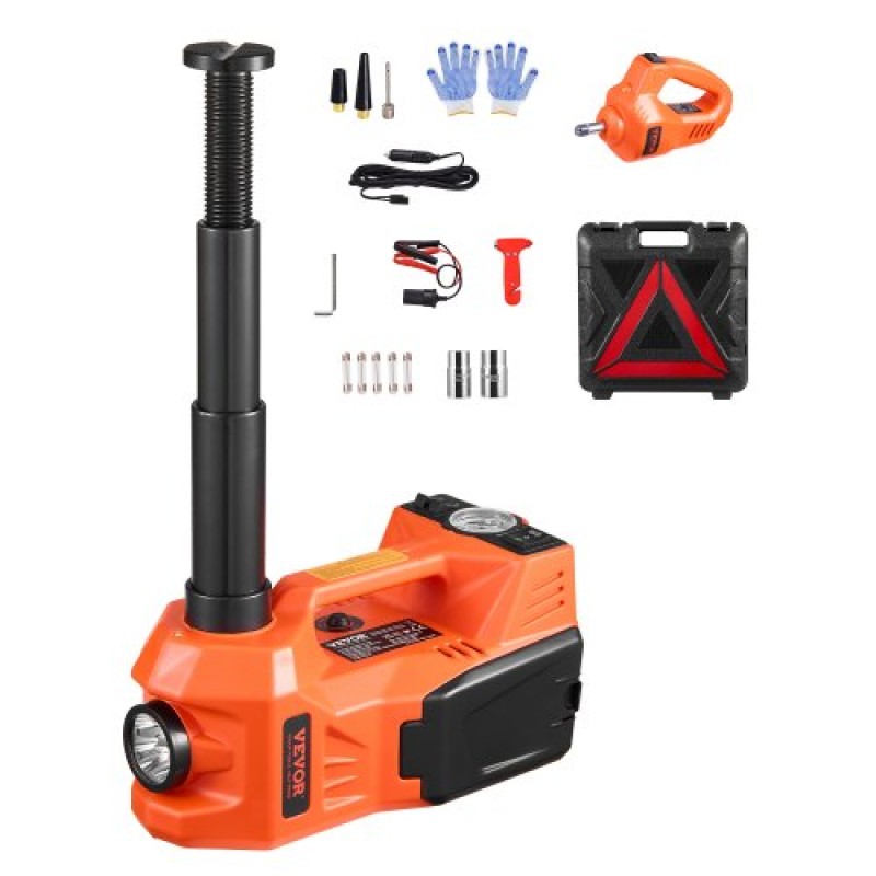 VEVOR Electric Car Jack, 5 Tons /11000 lbs, Ηλεκτρικό γρύλο ψαλιδιού με ενσωματωμένο φουσκωτό, Αντικατάσταση ελαστικού 12V με ηλεκτρικό κρουστικό κλειδί & φως LED, κιτ φορητού γρύλου για Sedan, SUV, φορτηγό