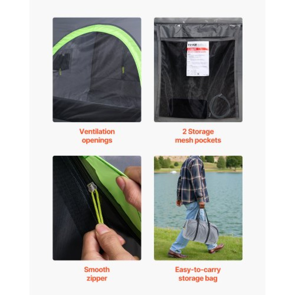Σκηνή φορτηγού VEVOR Pickup, Fit 5.0-5.2 ft Truck Tents for Camping, Αδιάβροχη σκηνή κρεβατιού φορτηγού 2-3 ατόμων PU2000mm με παράθυρα διπλής στρώσης, ανθεκτικό κέλυφος τροχόσπιτου κρεβατιού φορτηγού με τσάντα αποθήκευσης