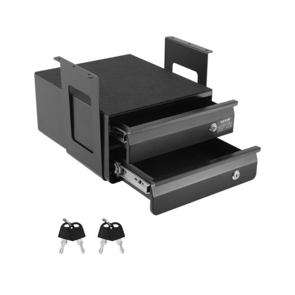 VEVOR 13" Ευρεία Κάτω Συρτάρι Desk Συρτάρι Slide Out, Under Table Pull-out συρτάρι Atachment, Hidden Desktop 2 Layer Storage Organizer, Κλείδωμα κάτω από τη βάση Συρτάρι Μολυβιού για Κάθισμα Sit 1x1x1, W1x