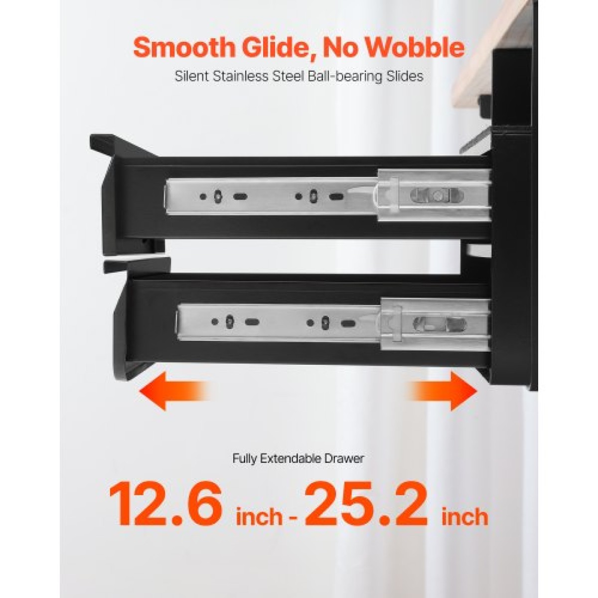 VEVOR 13" Ευρεία Κάτω Συρτάρι Desk Συρτάρι Slide Out, Under Table Pull-out συρτάρι Atachment, Hidden Desktop 2 Layer Storage Organizer, Κλείδωμα κάτω από τη βάση Συρτάρι Μολυβιού για Κάθισμα Sit 1x1x1, W1x