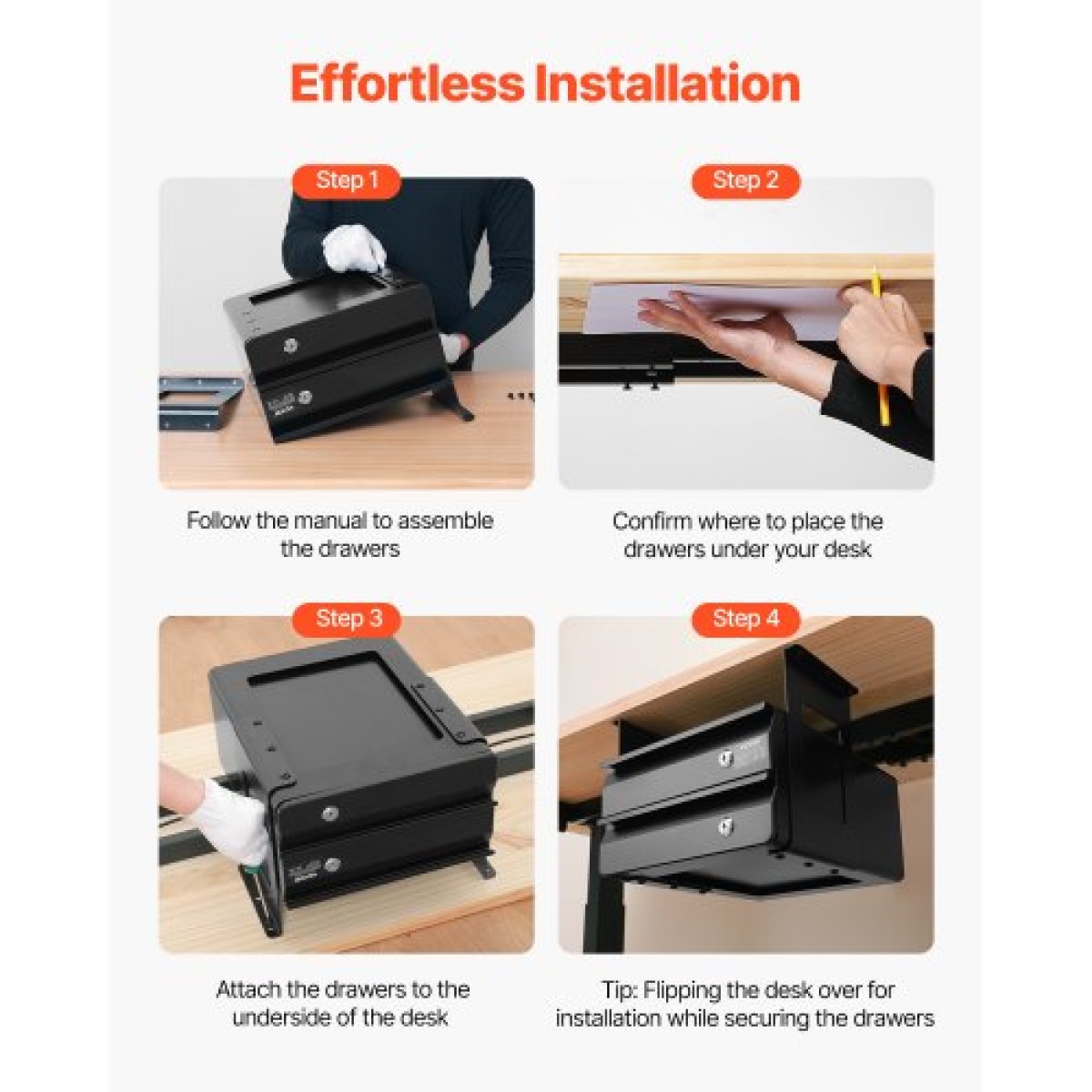 VEVOR 13" Ευρεία Κάτω Συρτάρι Desk Συρτάρι Slide Out, Under Table Pull-out συρτάρι Atachment, Hidden Desktop 2 Layer Storage Organizer, Κλείδωμα κάτω από τη βάση Συρτάρι Μολυβιού για Κάθισμα Sit 1x1x1, W1x