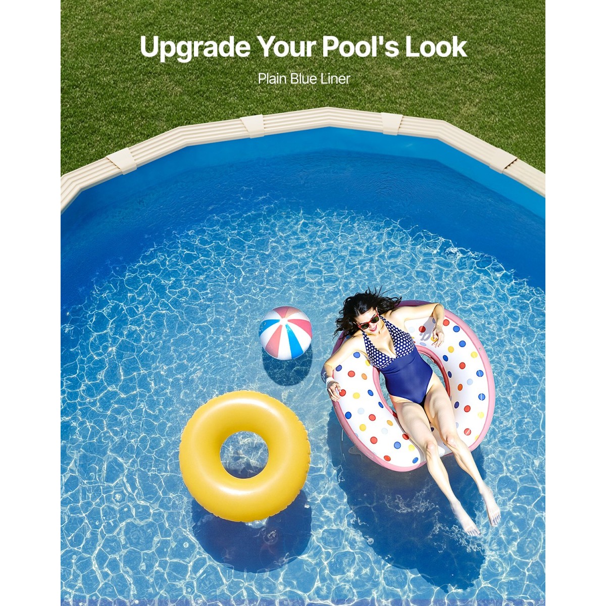 VEVOR Oval Liner Pool, 24 x 12,3 ft, Swimming Pool Liner, Standard Gauge, ανθεκτικό Vinyl Pool Liner, Style Overlap, Pool Liner Αντικατάσταση για πισίνα 52 ιντσών με ύψος τοίχου πάνω από το έδαφος, μονόχρωμο