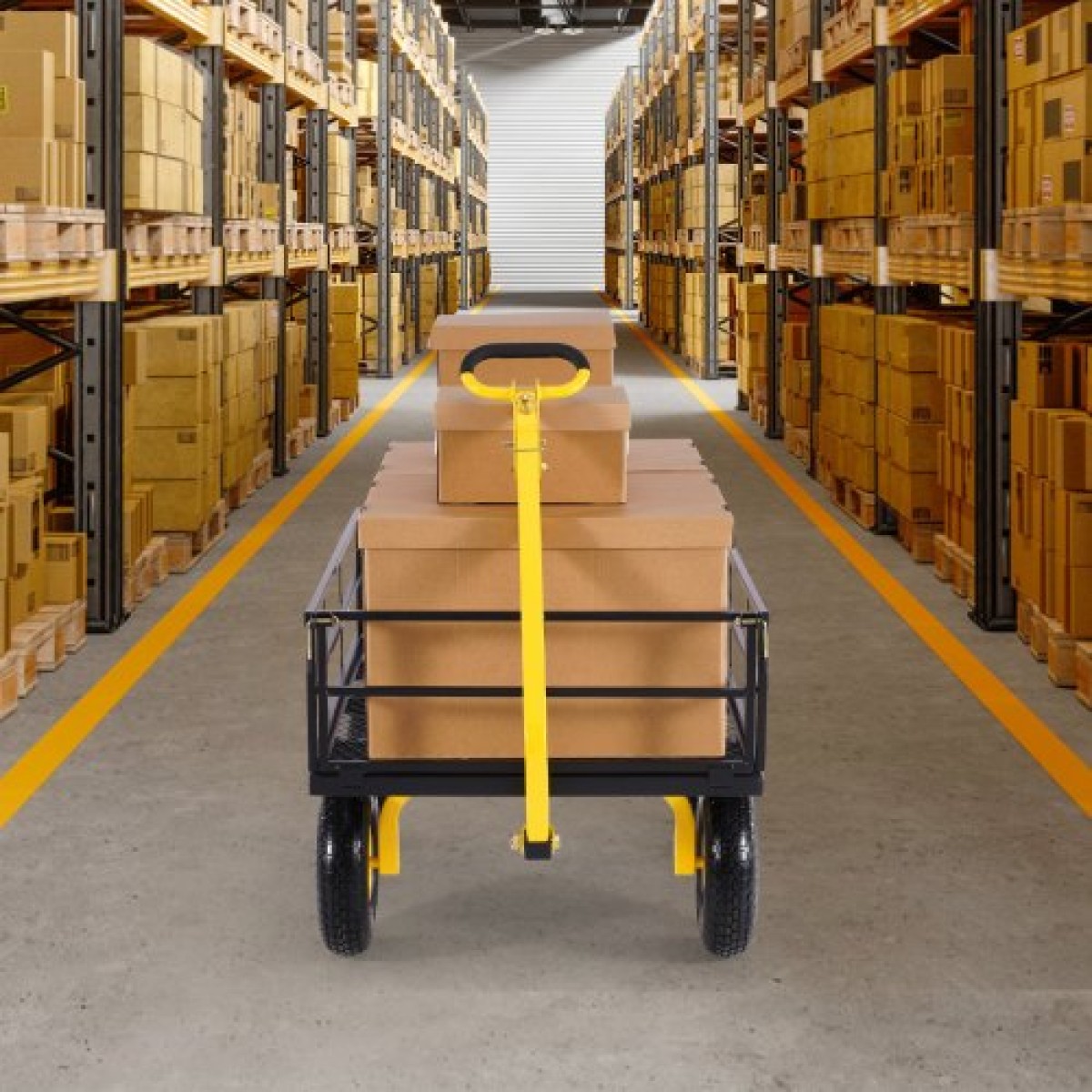 VEVOR 1200 Lbs Steel Garden Cart, Heavy Duty Pullable Garden Wagon Yard Cart, 2 in 1 Outdoor Metal Utility Wagon Yard Trailer με ελαστικά παντός εδάφους 13", αφαιρούμενες πλευρές από πλέγμα και περιστρεφόμενη λαβή 180°