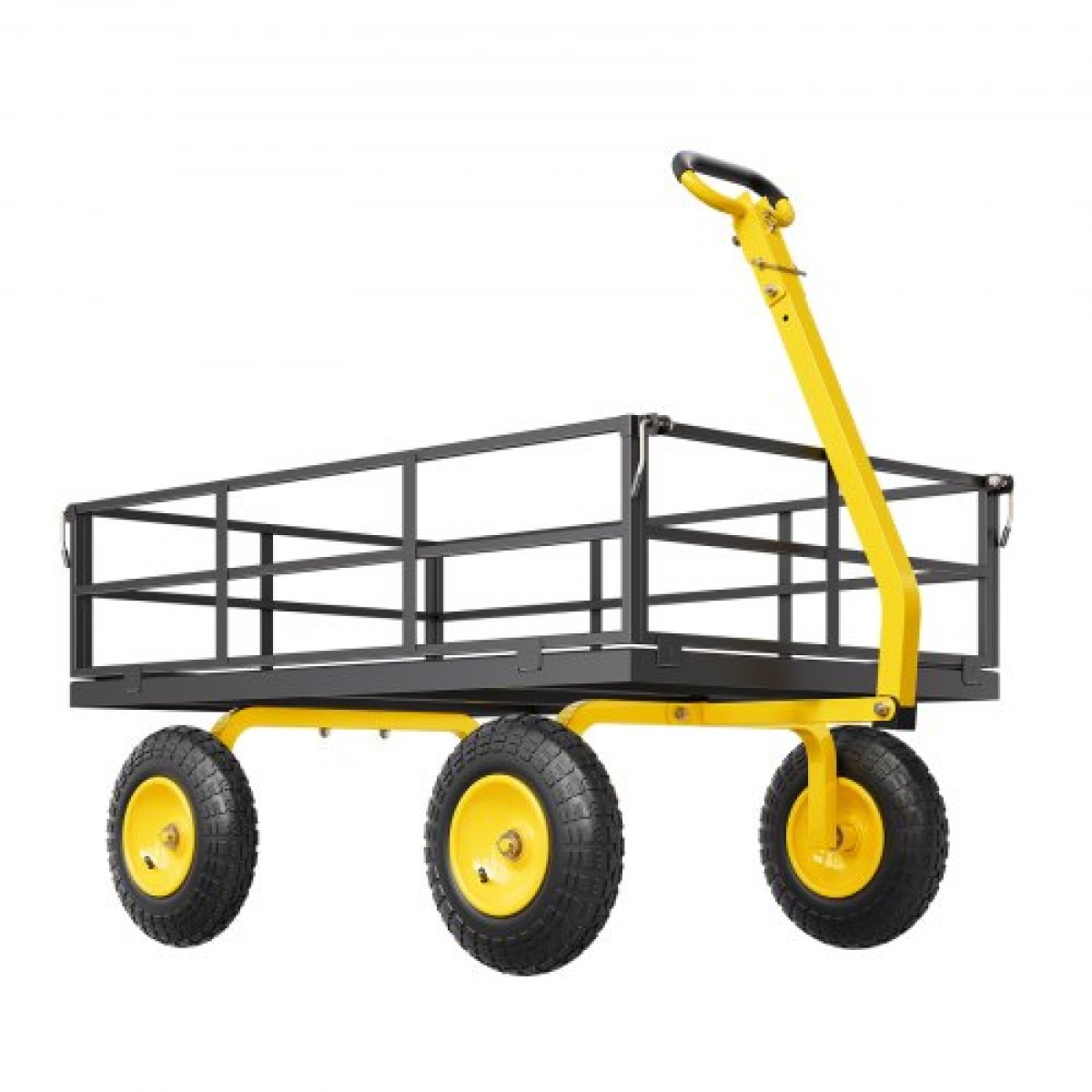 VEVOR 1200 Lbs Steel Garden Cart, Heavy Duty Pullable Garden Wagon Yard Cart, 2 in 1 Outdoor Metal Utility Wagon Yard Trailer με ελαστικά παντός εδάφους 13", αφαιρούμενες πλευρές από πλέγμα και περιστρεφόμενη λαβή 180°
