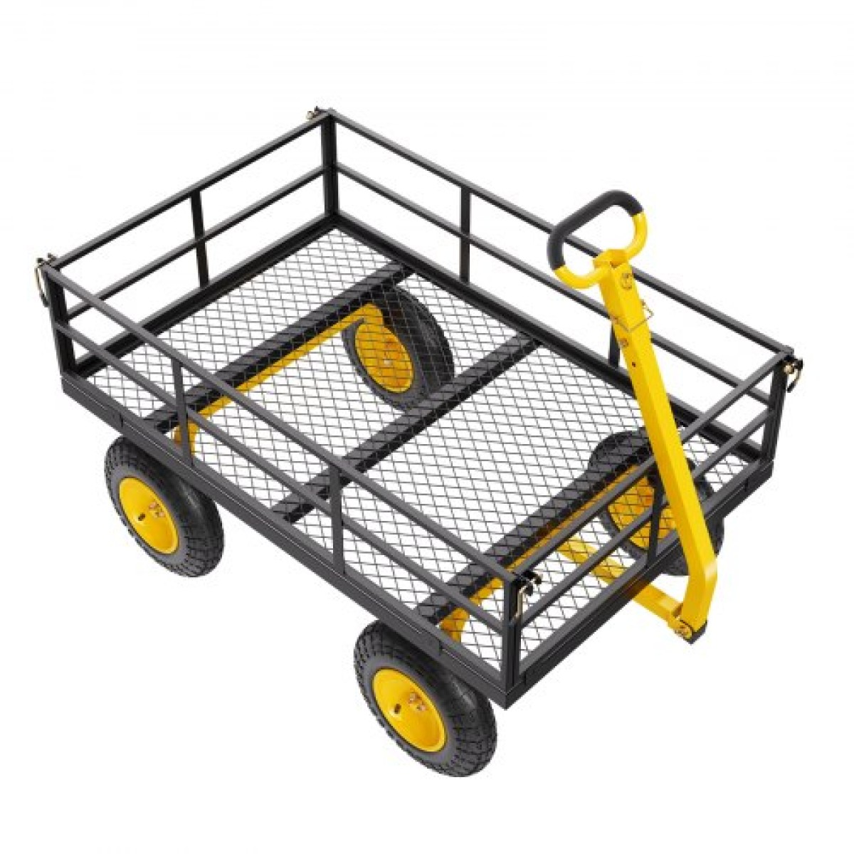 VEVOR 1200 Lbs Steel Garden Cart, Heavy Duty Pullable Garden Wagon Yard Cart, 2 in 1 Outdoor Metal Utility Wagon Yard Trailer με ελαστικά παντός εδάφους 13", αφαιρούμενες πλευρές από πλέγμα και περιστρεφόμενη λαβή 180°