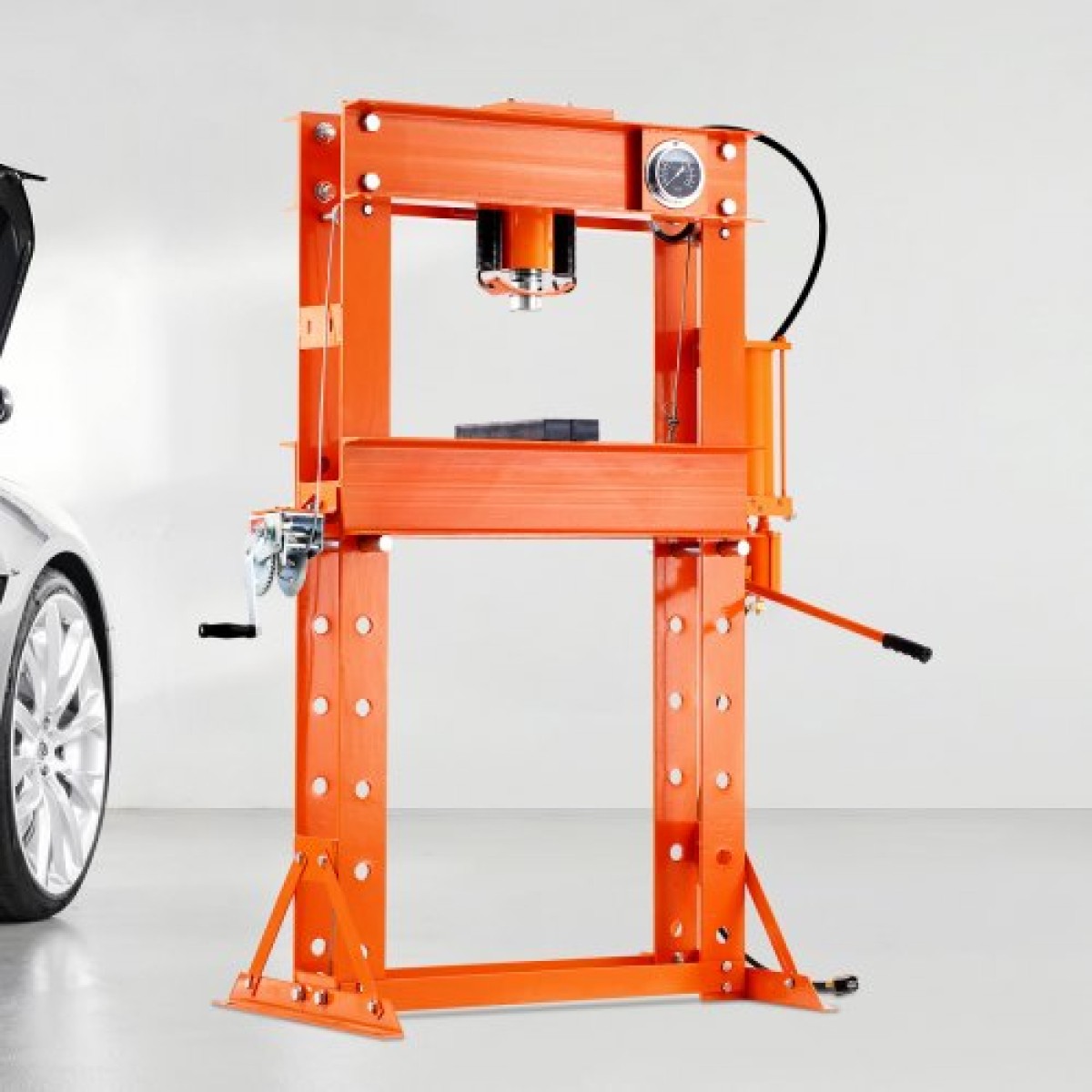 VEVOR Hydraulic Shop Press, Πνευματική πρέσα καταστήματος 50 T H-Frame με πλάκα πρέσας & τριγωνική στήριξη, σταθερή υδραυλική πρέσα ρυθμιζόμενη στο πάτωμα γκαράζ με ανακουφιστική βαλβίδα, κατάλληλη για κάμψη & ίσιωμα