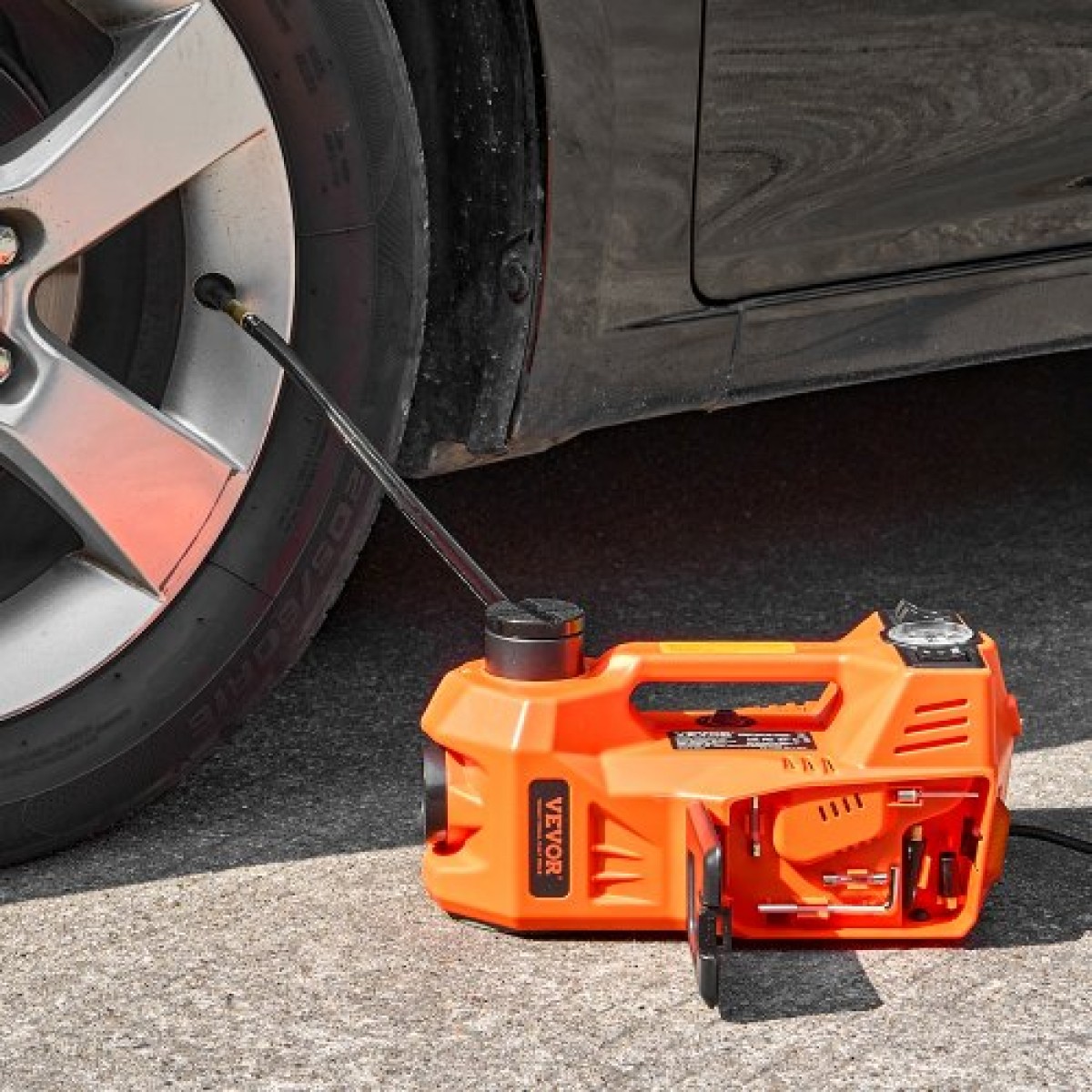 VEVOR Electric Car Jack, 5 Tons /11000 lbs, Ηλεκτρικό γρύλο ψαλιδιού με ενσωματωμένο φουσκωτό, 12V Ρυθμιζόμενη αντικατάσταση αλλαγής ελαστικού με Secure Hammer & Light LED, Φορητό κιτ Jack για Sedan, SUV, Truck