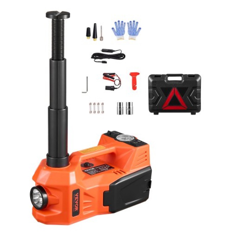 VEVOR Electric Car Jack, 5 Tons /11000 lbs, Ηλεκτρικό γρύλο ψαλιδιού με ενσωματωμένο φουσκωτό, 12V Ρυθμιζόμενη αντικατάσταση αλλαγής ελαστικού με Secure Hammer & Light LED, Φορητό κιτ Jack για Sedan, SUV, Truck