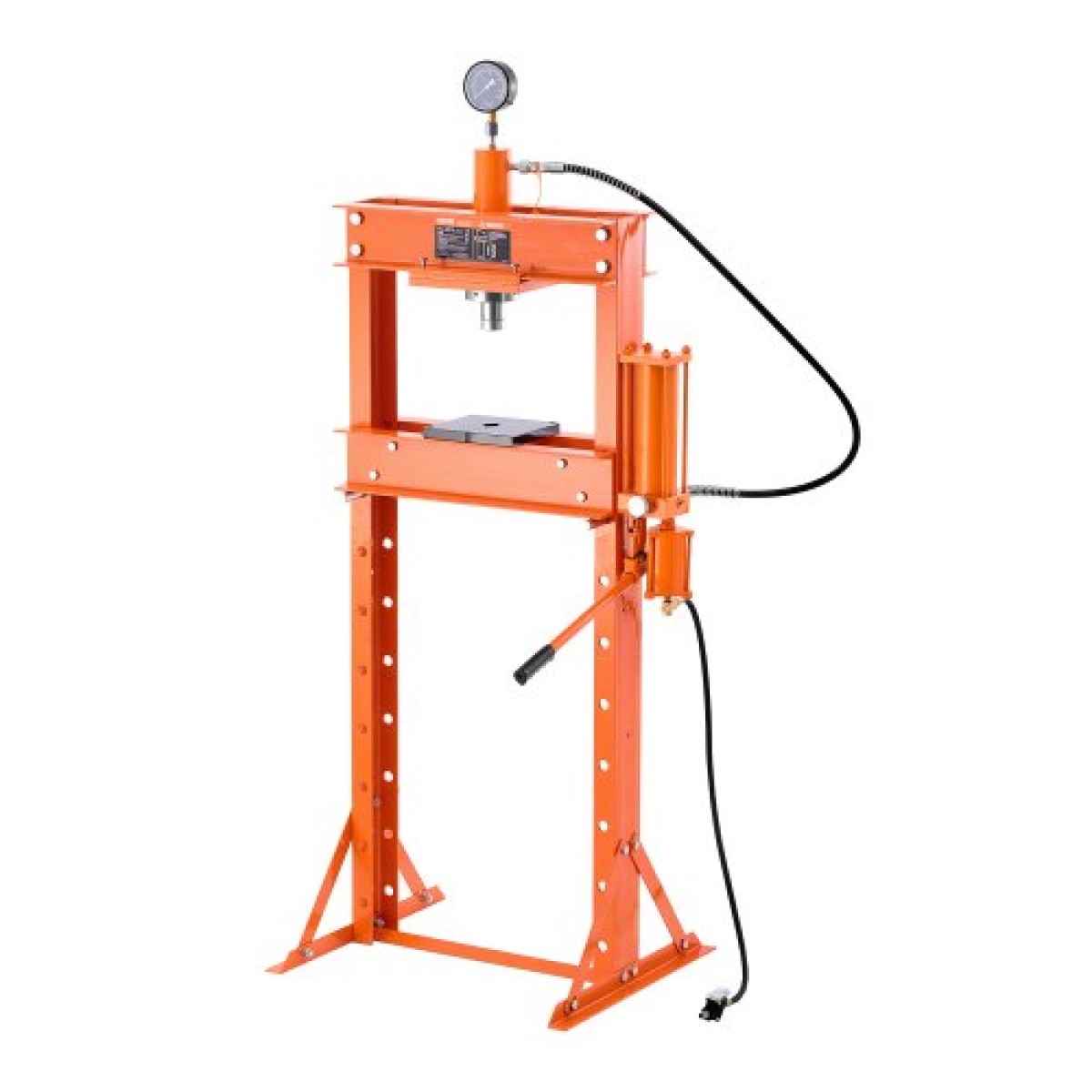 Υδραυλική πρέσα καταστήματος VEVOR, Πνευματική πρέσα καταστήματος 20 T-Frame με πλάκα πρέσας, σταθερή υδραυλική πρέσα ρυθμιζόμενη στο πάτωμα γκαράζ με τριγωνική στήριξη, κατάλληλη για κάμψη, ίσιωμα & στάμπα