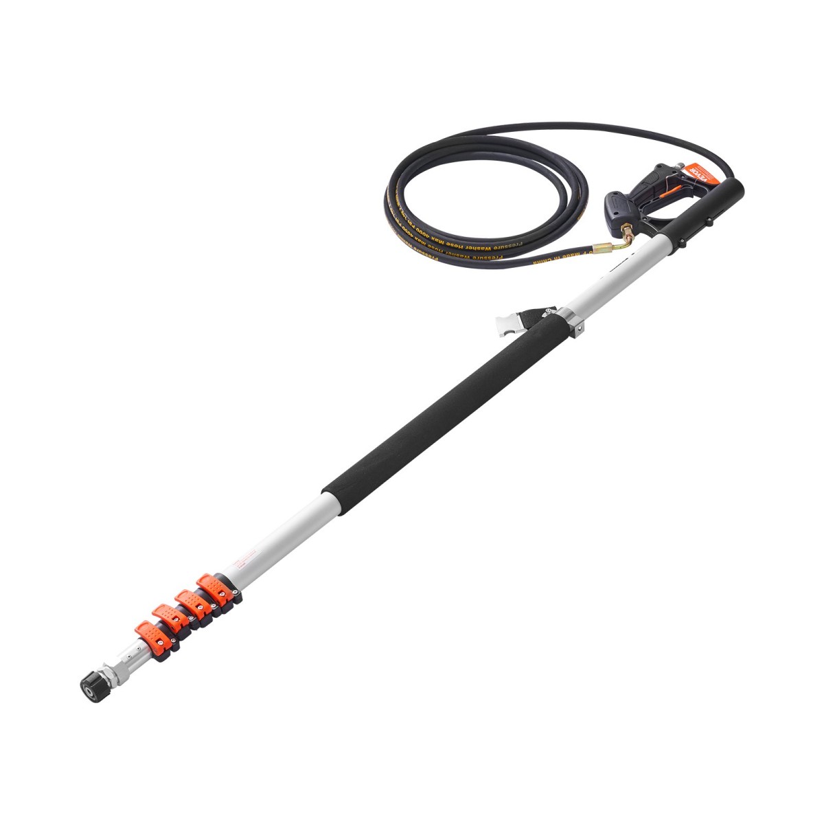 Τηλεσκοπική ράβδος πλύσης πίεσης VEVOR, 24 ft, 4000 psi, Τηλεσκοπική ράβδος ψεκασμού με ράβδους επέκτασης ηλεκτρικού πλυσίματος, Καθαριστικό υδρορροών, κεφαλή βούρτσας, περιστρεφόμενος σύνδεσμος, 7 ακροφύσια ψεκασμού και πλεξούδα στήριξης