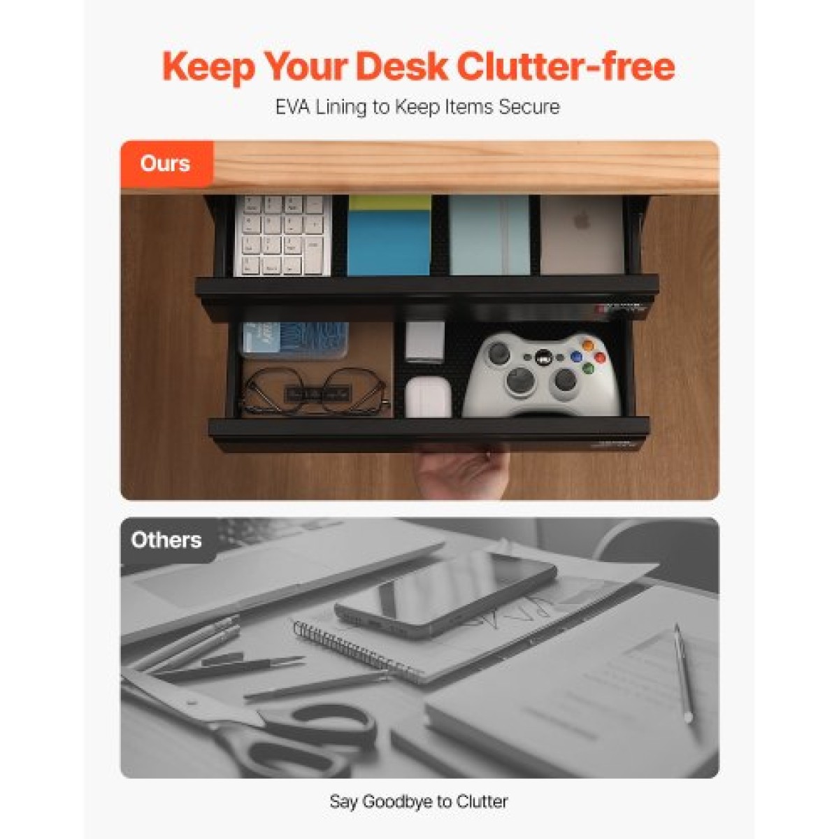 VEVOR 16" Wide Under Desk Slide Out, Under Desk Mounted Tull-out Derwer Atachment, Hidden Desktop 2 Layer Storage Organizer, Under Table Pencil Συρτάρι για Σπίτι και 8 το 8 το Στο σπίτι και 8 το 8 το σε το σε το σε το σε το σε σε το σε το σε σε τους 