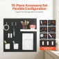 Κιτ συνδυασμού VEVOR Pegboard, 11" x 11" Plastic Pegboard, 4 πάνελ, Κιτ οργάνωσης τοίχου με μανταλάκια με αξεσουάρ, για αποθήκευση εργαλείων γκαράζ Κουζίνα Σαλόνι Craft Room Γραφείο Μπάνιο Σπίτι, Μαύρο