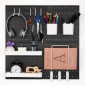Κιτ συνδυασμού VEVOR Pegboard, 11" x 11" Plastic Pegboard, 4 πάνελ, Κιτ οργάνωσης τοίχου με μανταλάκια με αξεσουάρ, για αποθήκευση εργαλείων γκαράζ Κουζίνα Σαλόνι Craft Room Γραφείο Μπάνιο Σπίτι, Μαύρο