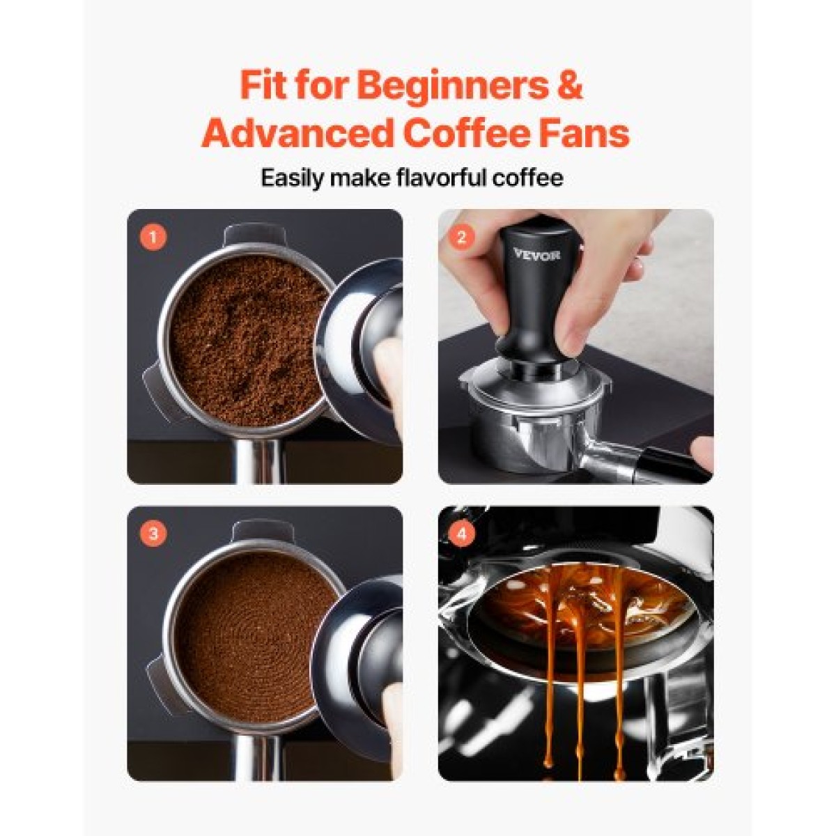 VEVOR Espresso Tamper 53mm, Spring Loaded Coffee Tamper, 30 lbs Tamper Tool Espresso, Ανοξείδωτο Tamper με αντιολισθητική λαβή