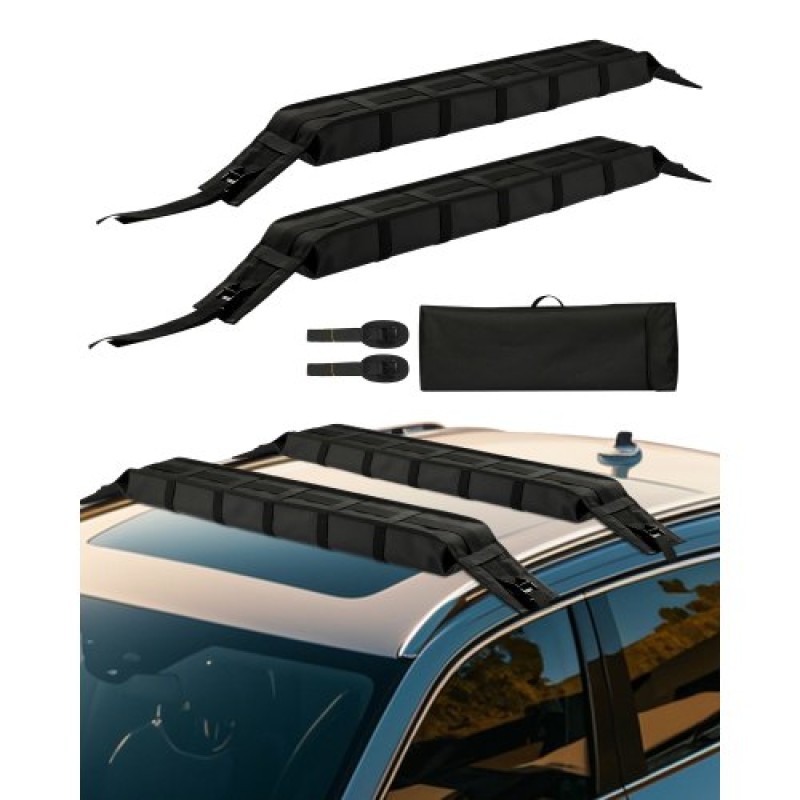 VEVOR Soft Roof Rack Pads, Universal Car Roof Rack Pad, 176LBS Load Capacity Bargage Kayak Carrier με 2 ιμάντες δεσίματος και φορητή τσάντα αποθήκευσης για SUP Canoe Snowboard Paddle Board
