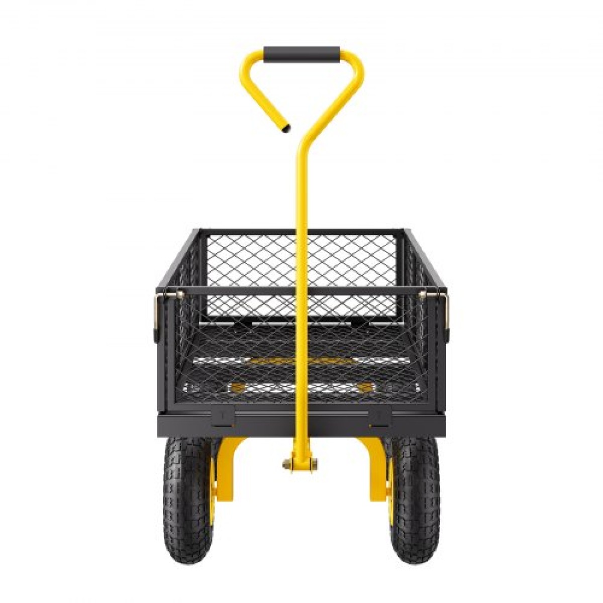 VEVOR 900 Lbs Heavy Duty Steel Garden Cart, Garden Wagon Cart on Wheels, Outdoor Metal Yard Utility Wagon Cart με ελαστικά 10" και αφαιρούμενες πλευρές από διχτυωτό πλέγμα (Μετατροπή σε επίπεδη επιφάνεια) και περιστρεφόμενη λαβή 180°