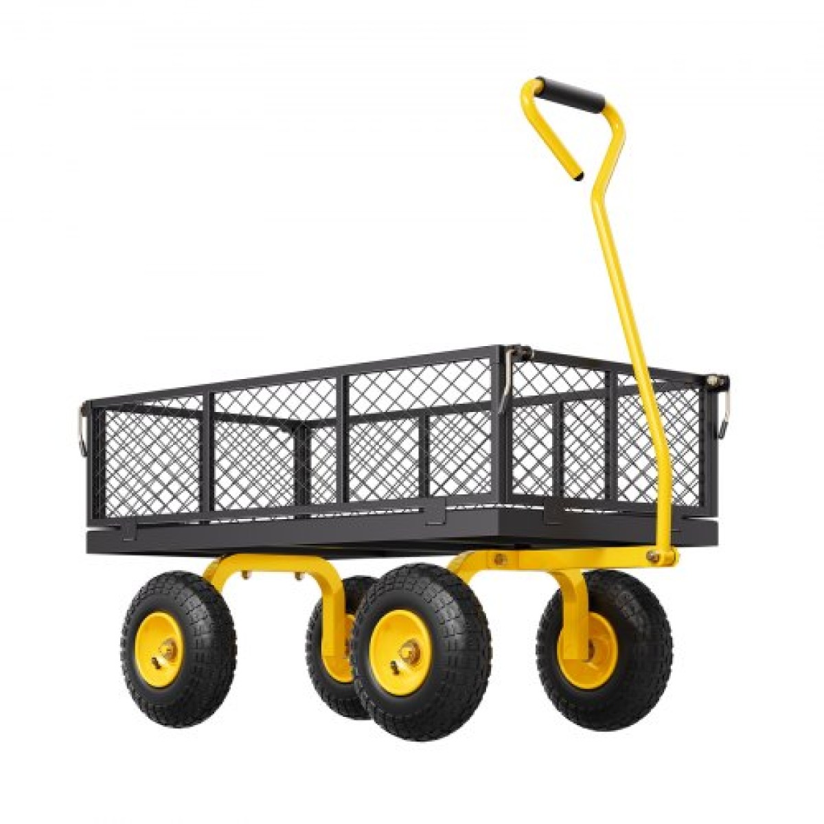 VEVOR 900 Lbs Heavy Duty Steel Garden Cart, Garden Wagon Cart on Wheels, Outdoor Metal Yard Utility Wagon Cart με ελαστικά 10" και αφαιρούμενες πλευρές από διχτυωτό πλέγμα (Μετατροπή σε επίπεδη επιφάνεια) και περιστρεφόμενη λαβή 180°