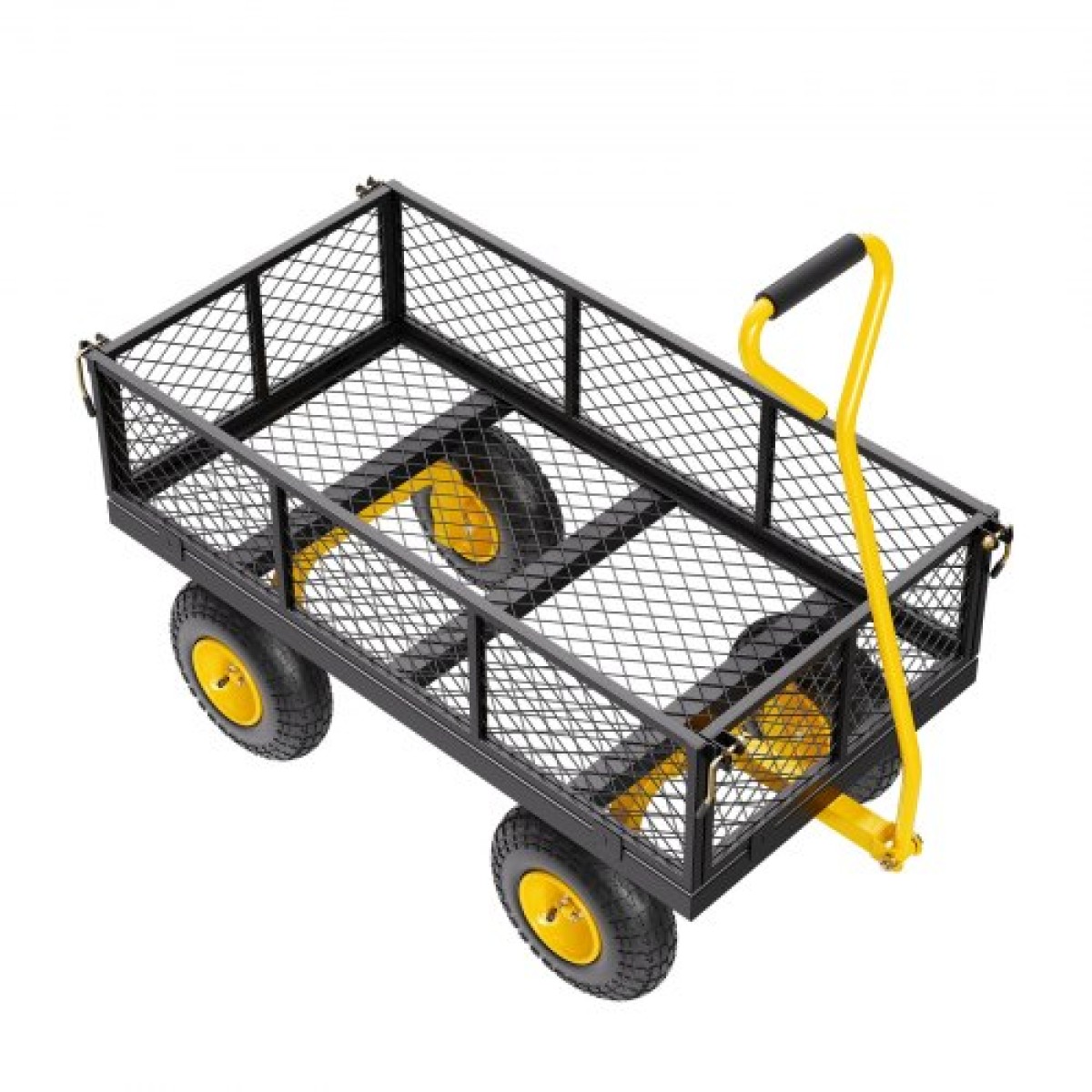 VEVOR 900 Lbs Heavy Duty Steel Garden Cart, Garden Wagon Cart on Wheels, Outdoor Metal Yard Utility Wagon Cart με ελαστικά 10" και αφαιρούμενες πλευρές από διχτυωτό πλέγμα (Μετατροπή σε επίπεδη επιφάνεια) και περιστρεφόμενη λαβή 180°