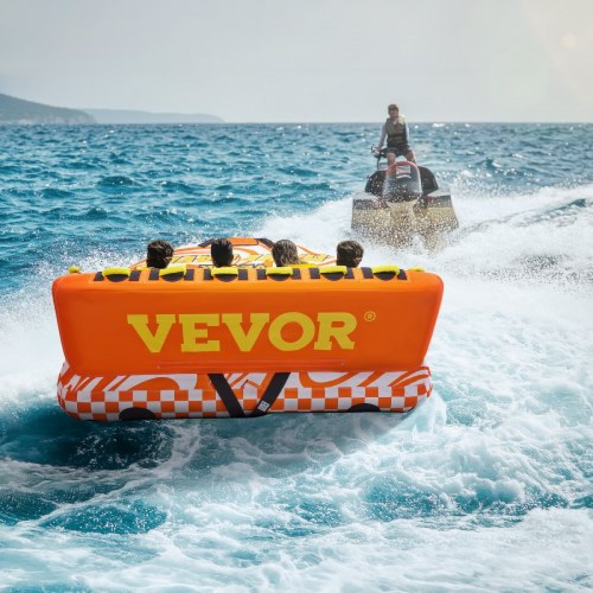 VEVOR Towable Tube for Boating, 1-4 Riders Inflatable Boat Tubes and Towables, 680lbs Water Sport Towable Tube for Boat to Rall - με πλήρες νάιλον κάλυμμα, 22 λαβές λαβής, διπλά σημεία ρυμούλκησης & βαλβίδα ασφαλείας