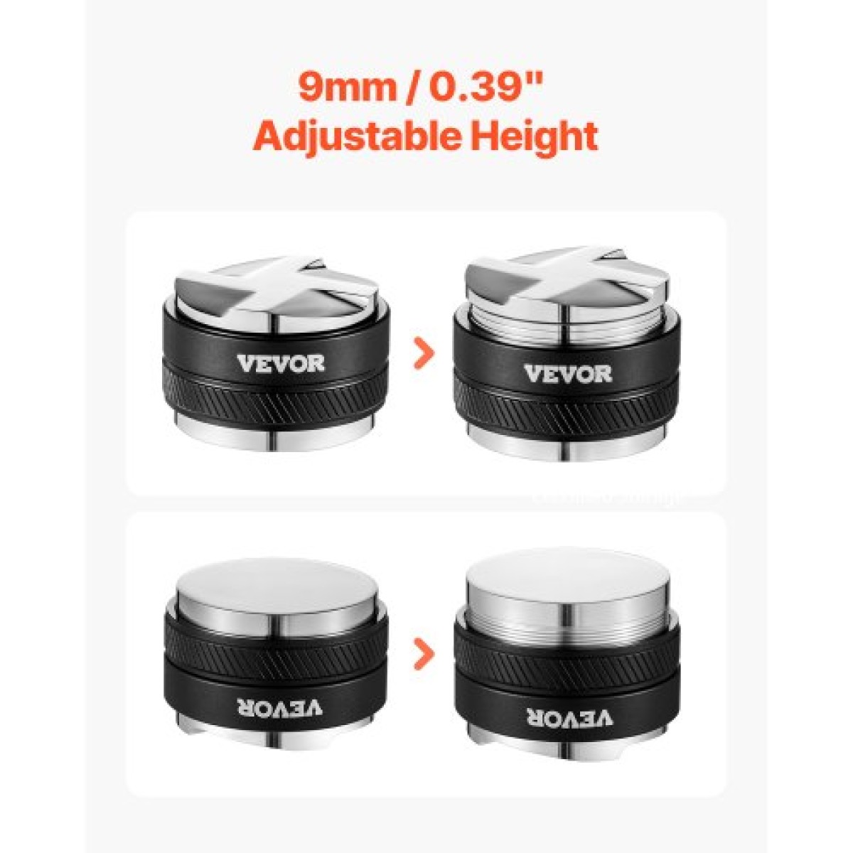 VEVOR Coffee Distributor 53mm, 2-σε-1 Ρυθμιζόμενος Διανομέας Espresso με βάση σε σχήμα βεντιλατέρ, Coffee Distributor 304 από ανοξείδωτο ατσάλι με σχέδιο εύκολης αποσυναρμολόγησης