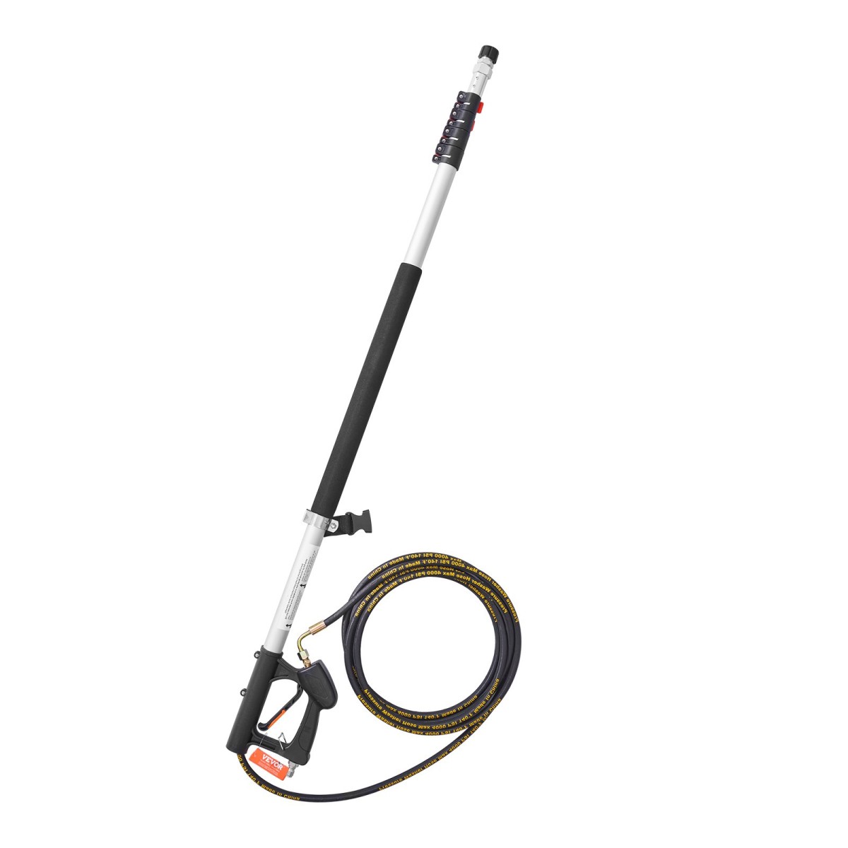 Τηλεσκοπική ράβδος πλύσης πίεσης VEVOR, 24 ft, 4000 psi, Τηλεσκοπική ράβδος ψεκασμού με ράβδους επέκτασης ηλεκτρικού πλυσίματος, Καθαριστικό υδρορροών, περιστρεφόμενος σύνδεσμος, 7 ακροφύσια ψεκασμού και ρυθμιζόμενη πλεξούδα στήριξης