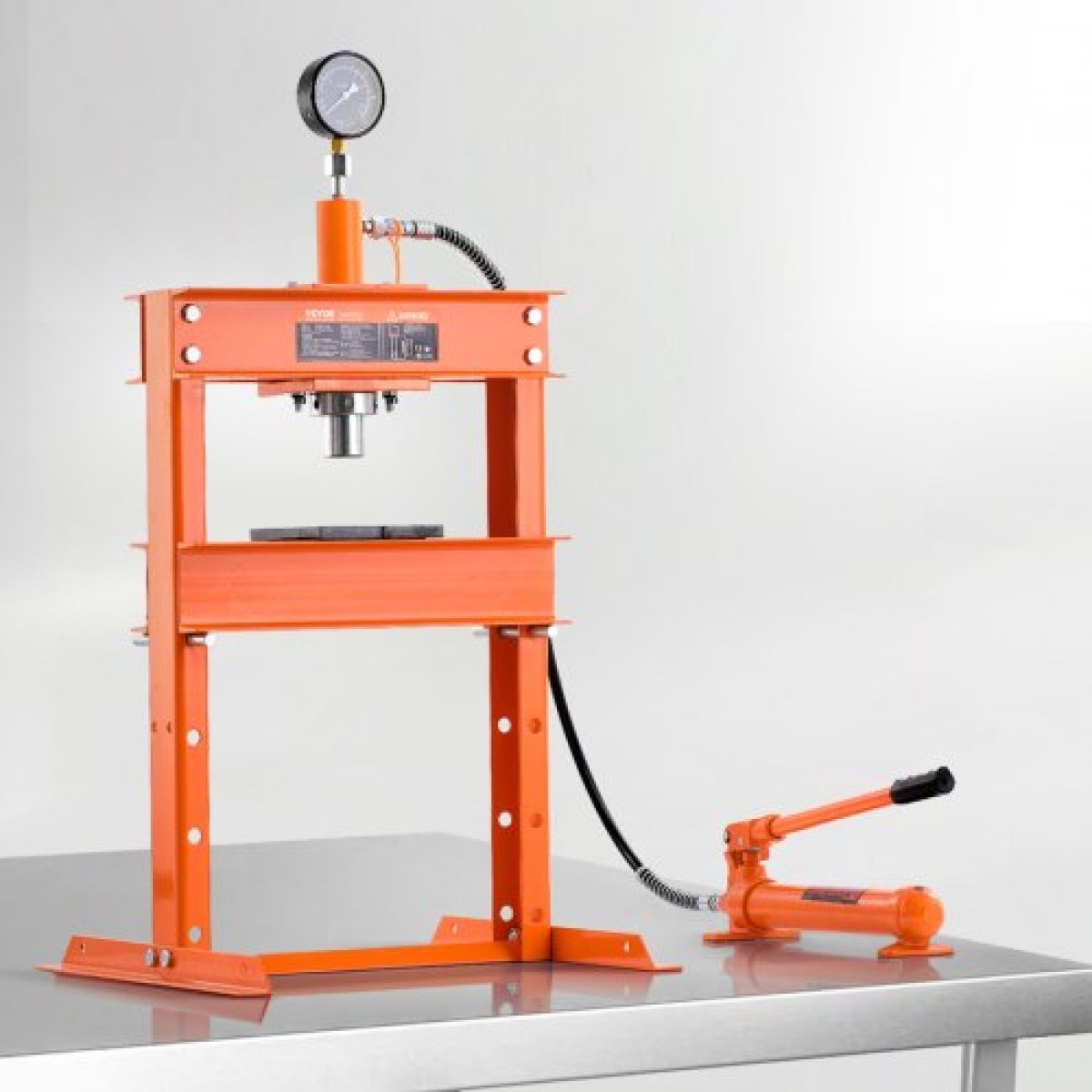 VEVOR Hydraulic Shop Press, 10 T H-Frame Shop Press με πλάκα πρέσας & βάση σχήματος H, σταθερή υδραυλική πρέσα ρυθμιζόμενη στο πάτωμα γκαράζ με ανακουφιστική βαλβίδα, κατάλληλη για κάμψη, ίσιωμα & στάμπα