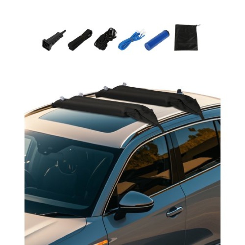 Φουσκωτές μαλακές ράβδους οροφής VEVOR, Universal rack rack οροφής αυτοκινήτου 37,6 ιντσών, 88LBS φόρτωσης αποσκευών με 2 ιμάντες και σχοινιά, αντλία αέρα χειρός, τσάντα αποθήκευσης για κανό, σανίδες του σερφ