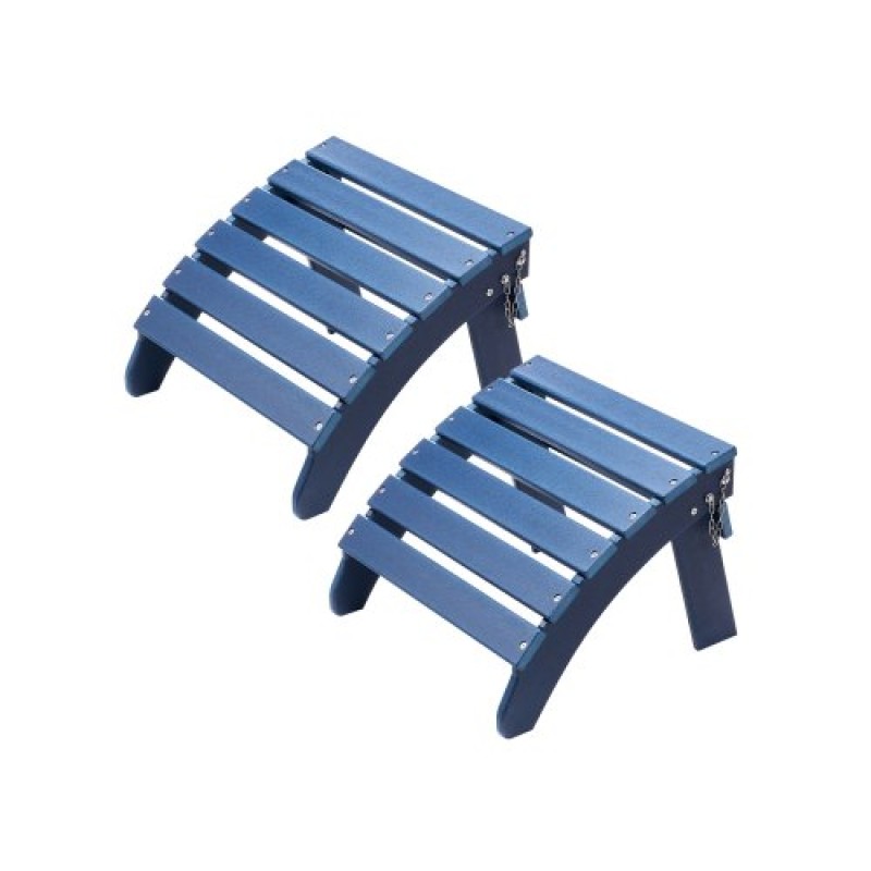 VEVOR Adirondack Ottoman Σετ 2, 18,7L x 18,9W x 13,8H ίντσες HDPE Πλαστικό πτυσσόμενο Adirondack Ottoman, Ανθεκτικό στις καιρικές συνθήκες Στήριγμα ποδιών για καρέκλα Adirondack, Χρησιμοποιείται για εξωτερική βεράντα πισίνας, γκαζόν πίσω αυλή, μπλε