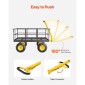 VEVOR 1400 Lbs Steel Garden Cart, Heavy Duty Pullable Garden Wagon Yard Cart, 2 in 1 Outdoor Metal Utility Wagon Yard Trailer με ελαστικά παντός εδάφους 13", αφαιρούμενες πλευρές πλέγματος και περιστρεφόμενη λαβή 180°