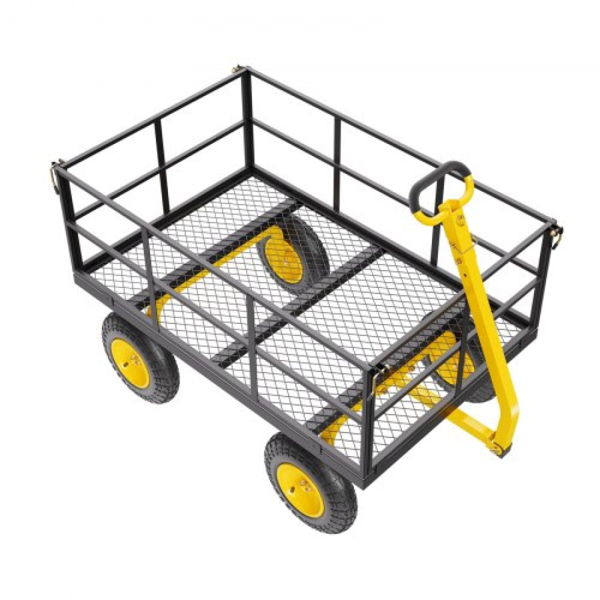 VEVOR 1400 Lbs Steel Garden Cart, Heavy Duty Pullable Garden Wagon Yard Cart, 2 in 1 Outdoor Metal Utility Wagon Yard Trailer με ελαστικά παντός εδάφους 13", αφαιρούμενες πλευρές πλέγματος και περιστρεφόμενη λαβή 180°