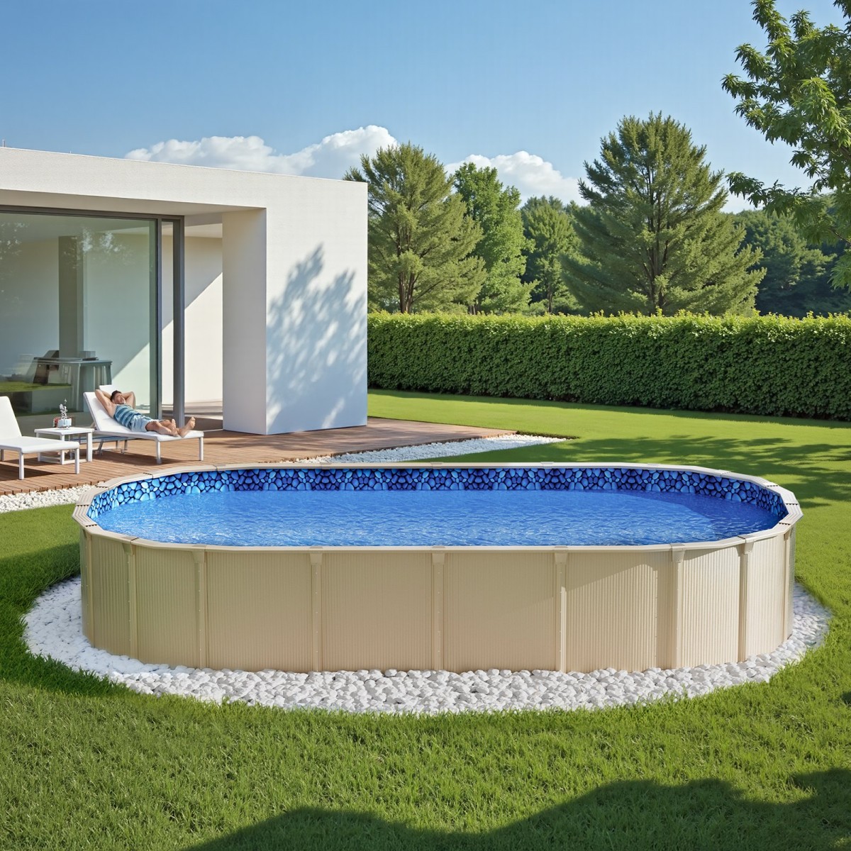 VEVOR 12 x 24 ft οβάλ επένδυση πισίνας, στιλ επικάλυψης πάνω από το έδαφος, ύψος τοίχου 48 έως 54 ίντσες, ανθεκτική επένδυση πισίνας, βινύλιο τυπικού διαμετρήματος, για πισίνες με ατσάλι πάνω από το έδαφος