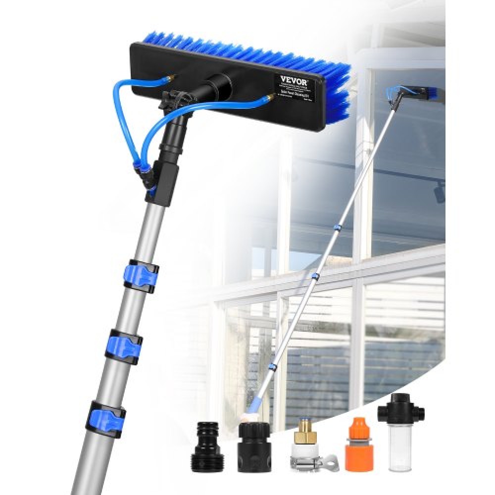 VEVOR Water Fed Pole Kit, 3,6m πόλος καθαρισμού ηλιακού πάνελ με επεκτεινόμενη λαβή, περιστρεφόμενη κεφαλή βούρτσας 180° & σωλήνας 20m, εργαλείο καθαρισμού παραθύρων οικιακής χρήσης και εξωτερικού χώρου για κατάστρωμα ηλιακών πλαισίων τροχόσπιτου