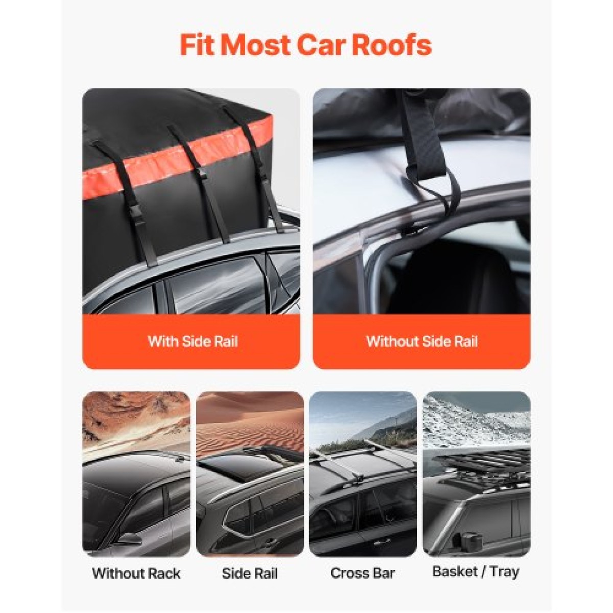 Τσάντα μεταφοράς φορτίου VEVOR Car Rooftop Cargo, 20 Cubic Feet Roof Cargo Carrier, Heavy Duty 840D PVC 100% αδιάβροχη τσάντα αποσκευών οροφής αυτοκινήτου για όλα τα οχήματα με/χωρίς ράφι- με κλειδαριά, αντιολισθητικό χαλάκι, γάντζος 6 θυρών