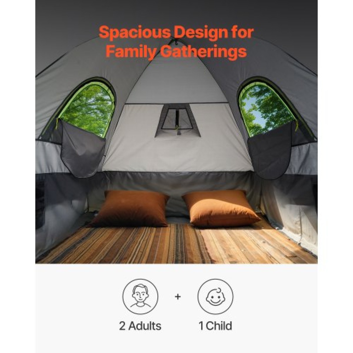 Σκηνή φορτηγού VEVOR Pickup, Fit 5,5-6,0 ft Truck Tents for Camping, Αδιάβροχη σκηνή κρεβατιού φορτηγού 2-3 ατόμων PU2000mm με παράθυρα διπλής στρώσης, ανθεκτικό κέλυφος τροχόσπιτου κρεβατιού φορτηγού με τσάντα αποθήκευσης