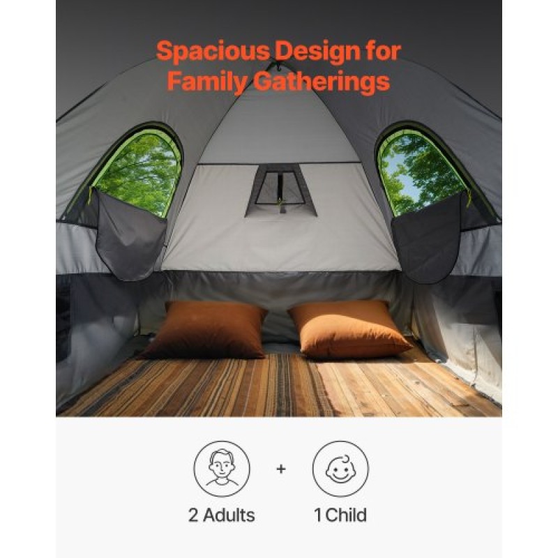 Σκηνή φορτηγού VEVOR Pickup, Fit 5,5-6,0 ft Truck Tents for Camping, Αδιάβροχη σκηνή κρεβατιού φορτηγού 2-3 ατόμων PU2000mm με παράθυρα διπλής στρώσης, ανθεκτικό κέλυφος τροχόσπιτου κρεβατιού φορτηγού με τσάντα αποθήκευσης