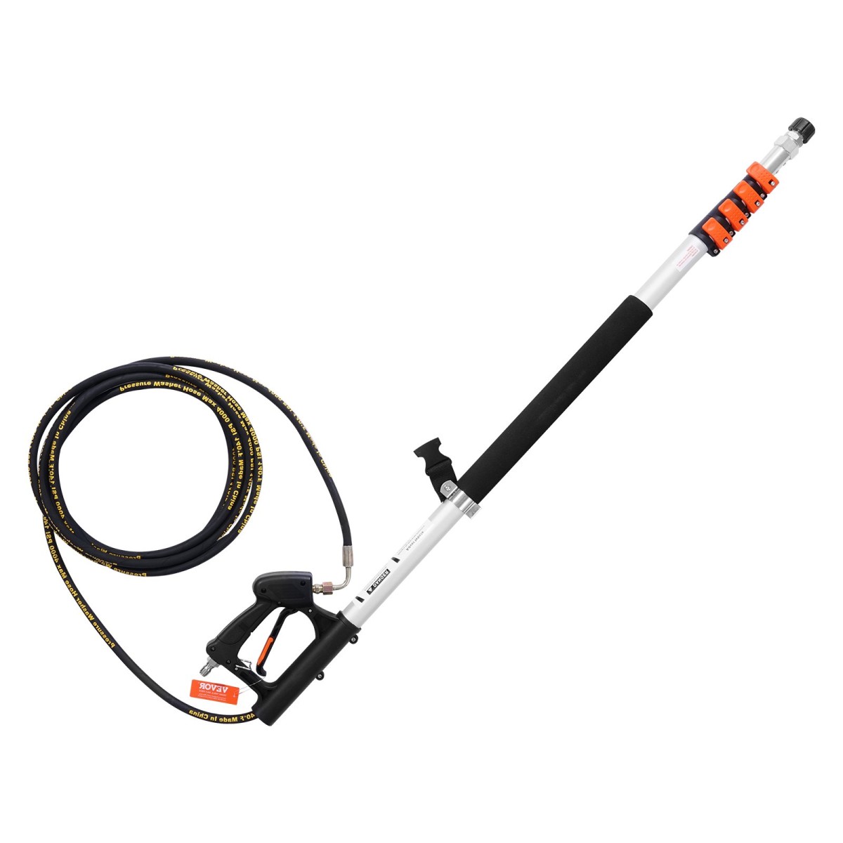 Τηλεσκοπική ράβδος πλύσης πίεσης VEVOR, 18 ft, 4000 psi, Τηλεσκοπική ράβδος ψεκασμού με ράβδους επέκτασης ηλεκτρικού πλυσίματος, Καθαριστικό υδρορροών, κεφαλή βούρτσας, 5 ακροφύσια ψεκασμού, προσαρμογέας και ρυθμιζόμενος ιμάντας στήριξης