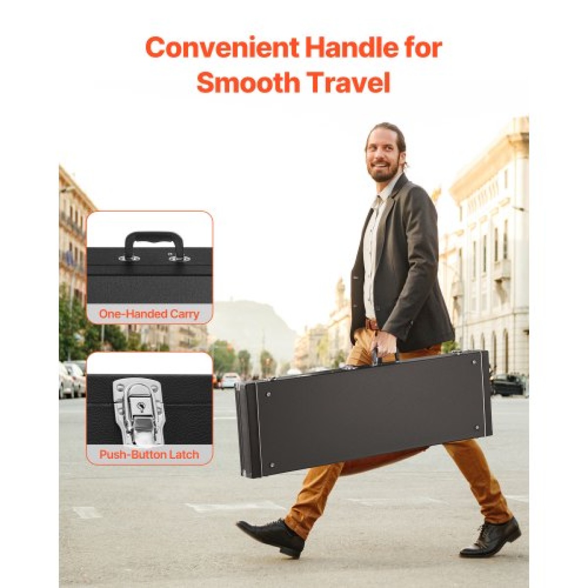 Σκληρή θήκη VEVOR Bass Guitar 122 cm / 48,03 in Αδιάβροχη με κλειδαριά και κλειδί για μπάσο