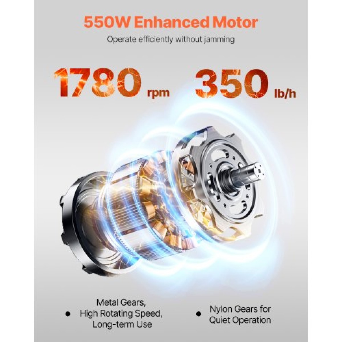 Μηχάνημα κοπής κρέατος VEVOR, Κόφτης κρέατος 550 W, Εμπορική μηχανή κοπής κρέατος 350 lb/h, ανοξείδωτος χάλυβας, πάχους 3,5 mm, Ηλεκτρικός κόφτης φαγητού για οικιακή κουζίνα, εστιατόριο, σούπερ μάρκετ