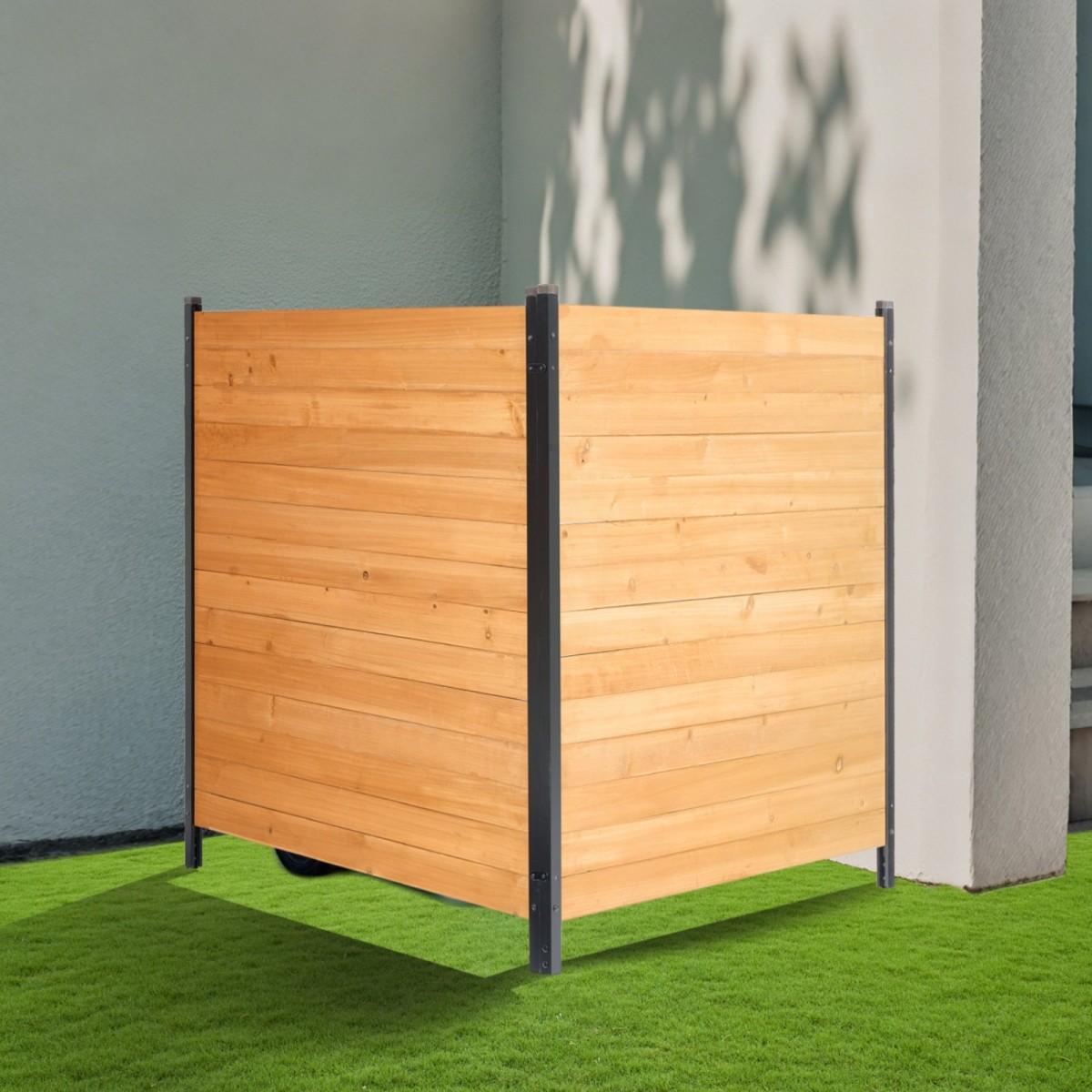 VEVOR Wood Privacy Fence, 38" W x 42" L, 2 πάνελ συμπαγής οθόνη φράχτη κλιματιστικού, περίβλημα εξοπλισμού πισίνας με μεταλλικούς πασσάλους, εύκολη εγκατάσταση DIY, Κάδος απορριμμάτων εξωτερικού χώρου για διακόσμηση κήπου