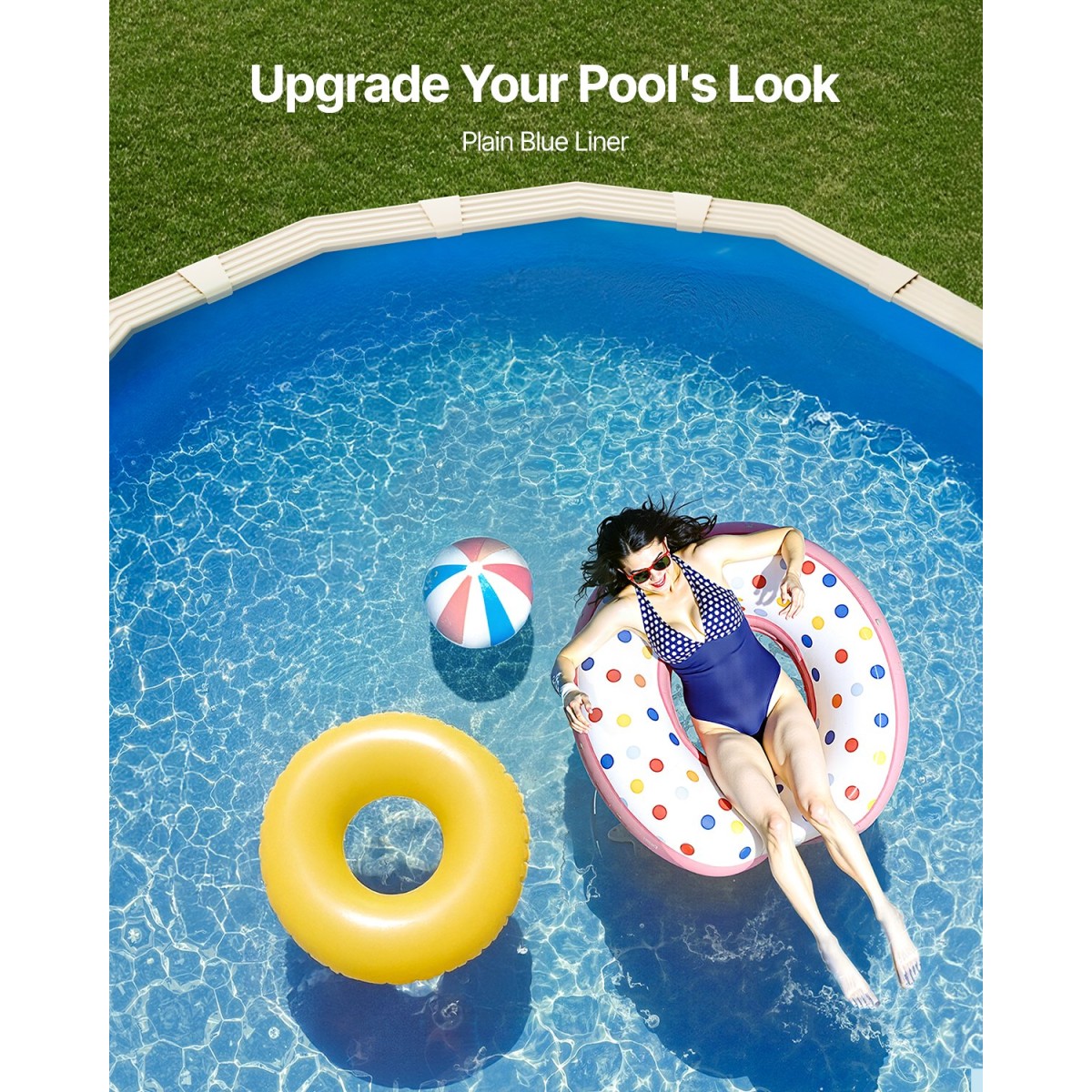 VEVOR Oval Liner Pool, 16,4 x 9,8 ft Pool Liner, Uinbead Style, ανθεκτικό Vinyl Pool Liner, Standard Gauge, Ύψος τοίχου 47 ιντσών, Αντικατάσταση επένδυσης πισίνας για ατσάλινες όψεις πάνω από το έδαφος πισίνες