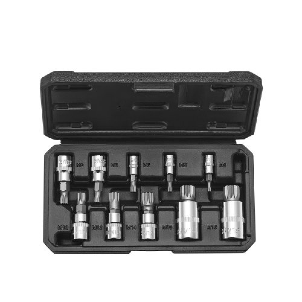 VEVOR XZN Triple Square Spline Bit Socket Set, 10-Pecece M4 - M18, Premium Cr-V Steel, 1/4 in, 3/8 in, and 1/2 in Drives, with Enhanced Storage Case, Triple Square Socket Socket for Hand Use, Αυτοκίνητο