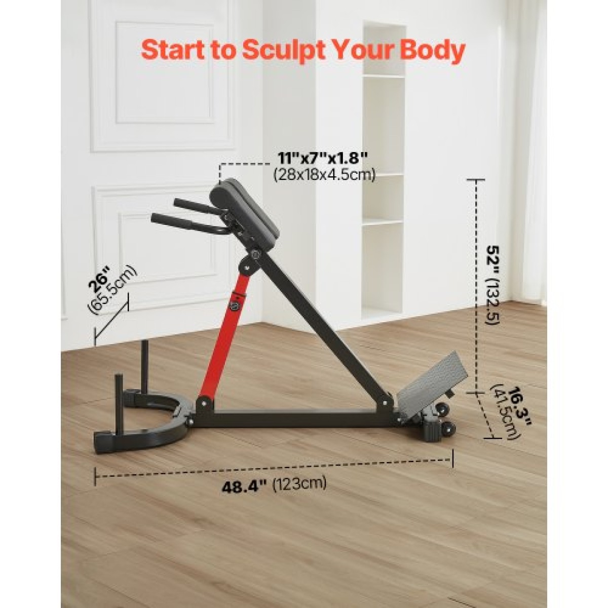 VEVOR Roman Chair Hyperextension Πάγκος, Ρυθμιζόμενο μηχάνημα επέκτασης 350 lbs, Εξοπλισμός άσκησης πολλαπλών λειτουργιών για προπόνηση γλουτών, οπίσθιων μηριαίων, κάτω πλάτης και κοιλιακού, πάγκος βαρών γυμναστικής για γυμναστήριο στο σπίτι