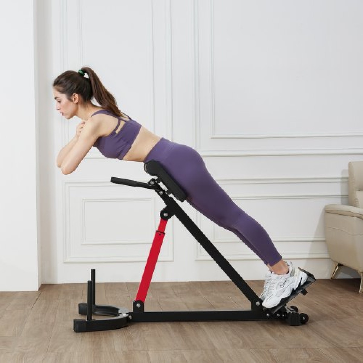 VEVOR Roman Chair Hyperextension Πάγκος, Ρυθμιζόμενο μηχάνημα επέκτασης 350 lbs, Εξοπλισμός άσκησης πολλαπλών λειτουργιών για προπόνηση γλουτών, οπίσθιων μηριαίων, κάτω πλάτης και κοιλιακού, πάγκος βαρών γυμναστικής για γυμναστήριο στο σπίτι