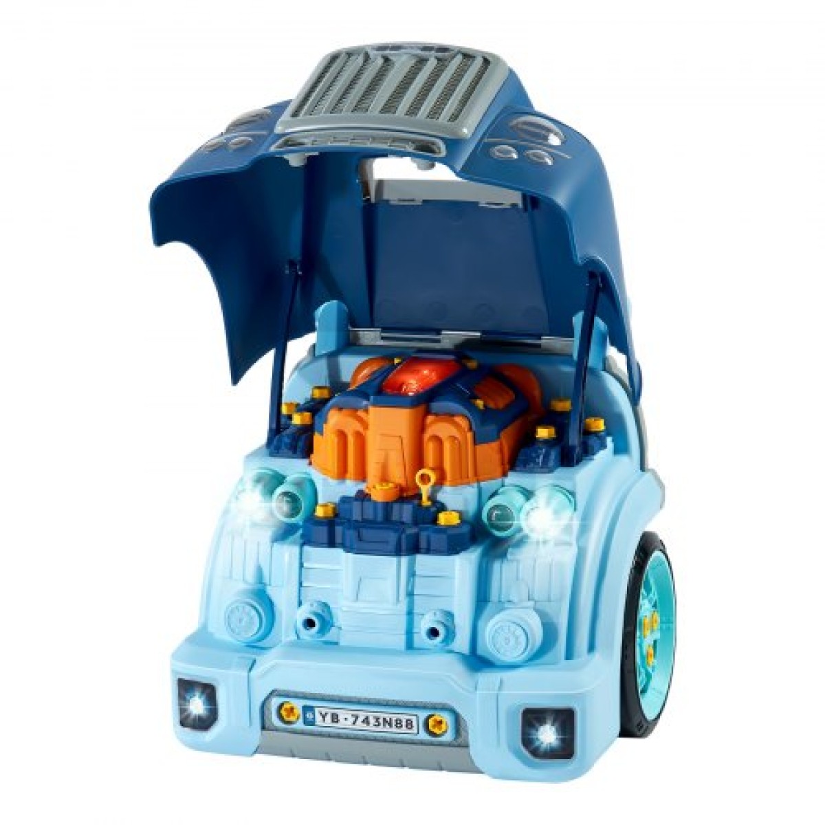 VEVOR Engine Toy, 60 τεμαχίων, Παιδικό σετ επισκευής μηχανικού αυτοκινήτου με αφαιρούμενα εξαρτήματα, φώτα και ήχους, τιμόνι και κόρνα, σετ εργαστηρίου Παιδικό μηχανικό για νήπια 3 ετών και άνω, μπλε