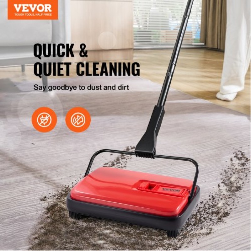 Εγχειρίδιο VEVOR Carpet Sweeper, Sweeper δαπέδου με χωρητικότητα 300 ml Dustbin Capacity, 17 cm πλάτος καθαρισμού για χαλιά οικιακού γραφείου Pet Hair Dust, Red