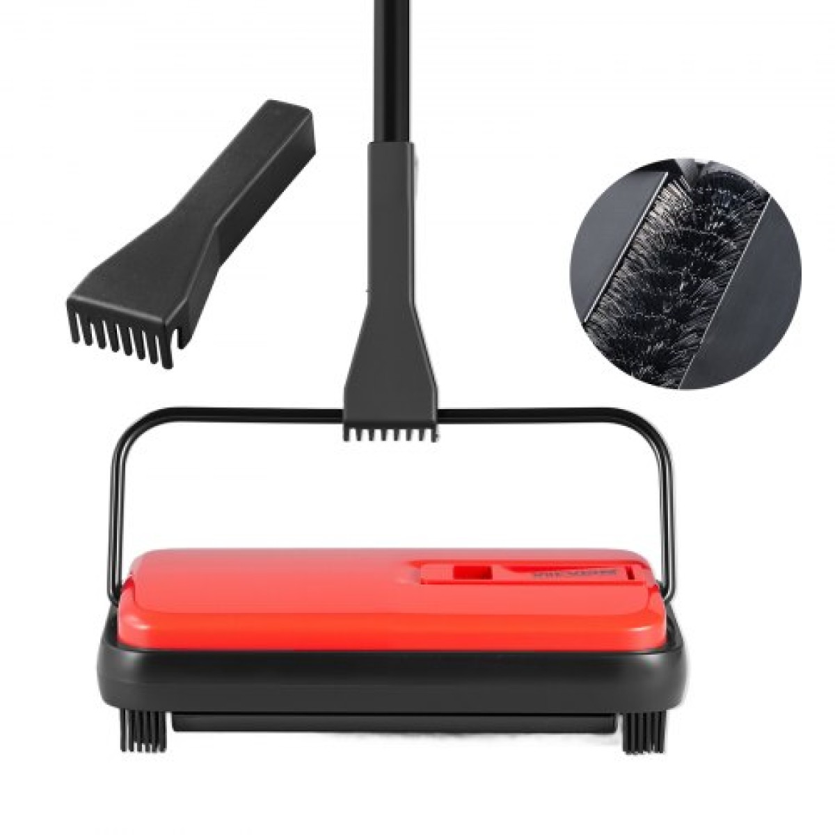 Εγχειρίδιο VEVOR Carpet Sweeper, Sweeper δαπέδου με χωρητικότητα 300 ml Dustbin Capacity, 17 cm πλάτος καθαρισμού για χαλιά οικιακού γραφείου Pet Hair Dust, Red