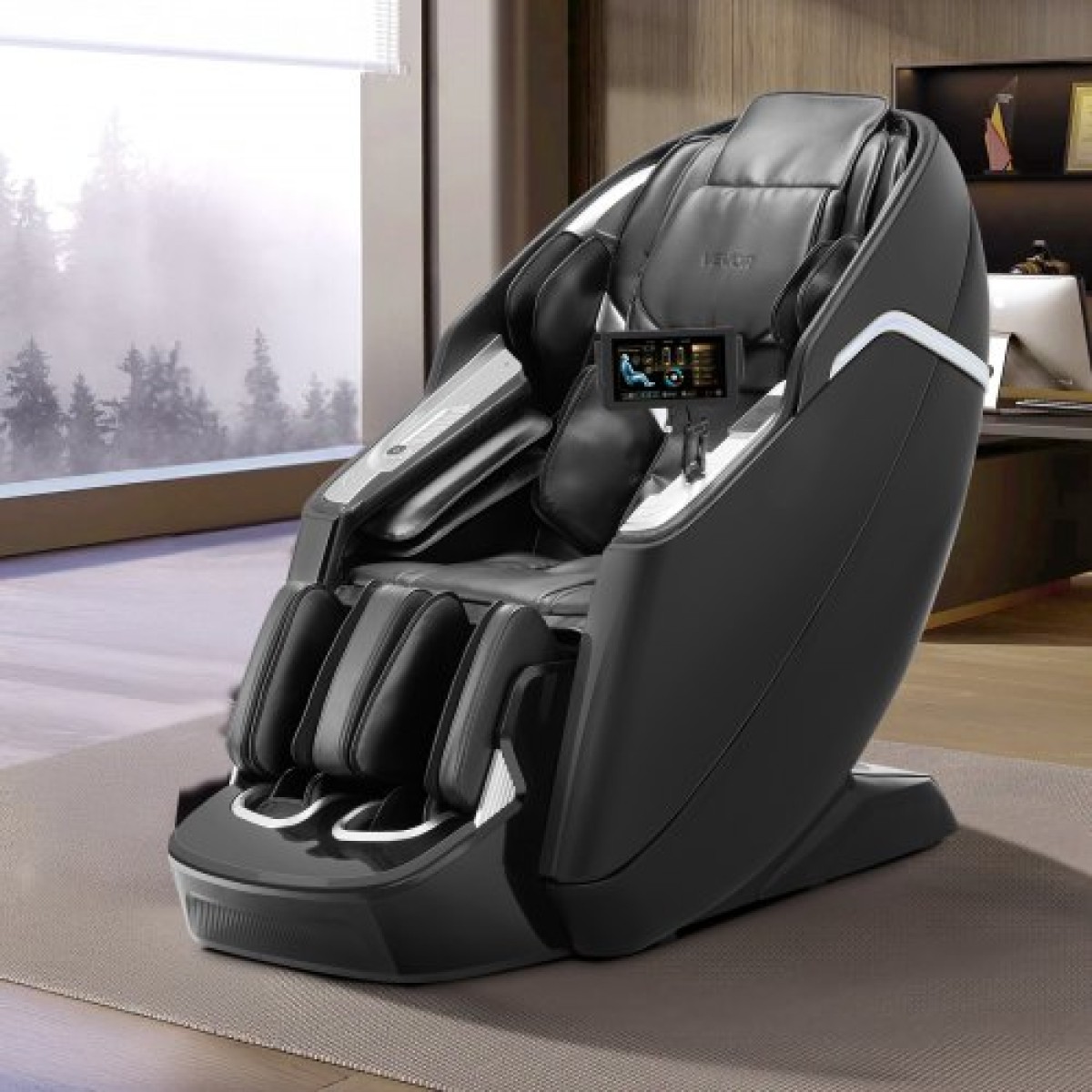 Καρέκλα μασάζ πλήρους σώματος VEVOR Dual-Core 4D+3D, με Extended SL Track, Deep Yoga Stretch, Ηλεκτρικό επεκτάσιμο υποπόδιο, TFT, AI Voice Control, Θερμότητα, Αερόσακοι, Χειριστήρια υποβραχιόνιου, Τροχοί