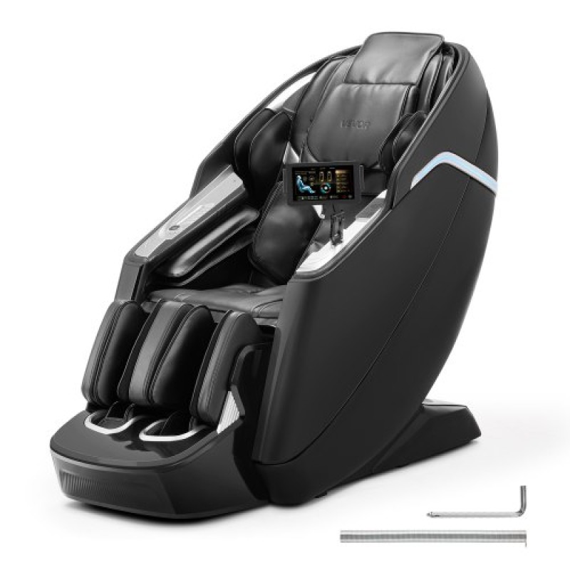 Καρέκλα μασάζ πλήρους σώματος VEVOR Dual-Core 4D+3D, με Extended SL Track, Deep Yoga Stretch, Ηλεκτρικό επεκτάσιμο υποπόδιο, TFT, AI Voice Control, Θερμότητα, Αερόσακοι, Χειριστήρια υποβραχιόνιου, Τροχοί